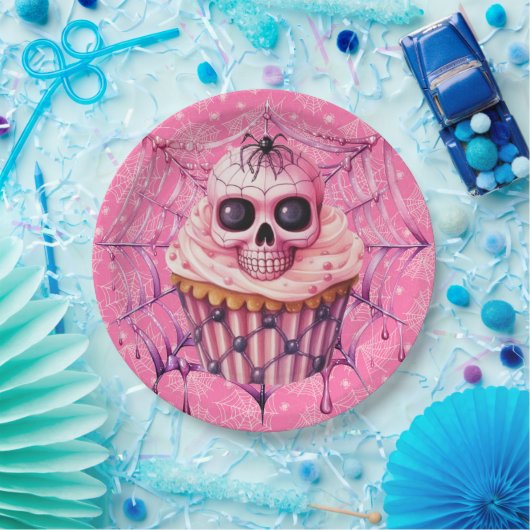 Roze Halloween Spider Webs Papieren Bordje (Feest)