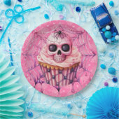 Roze Halloween Spinnenwebben Papieren Bordje (Feest)