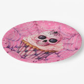 Roze Halloween Spinnenwebben Papieren Bordje (Gekanteld)