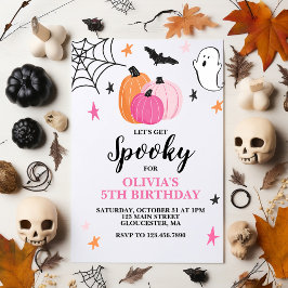 Roze Halloween-spookachtige meisjes verjaardagsuit Kaart
