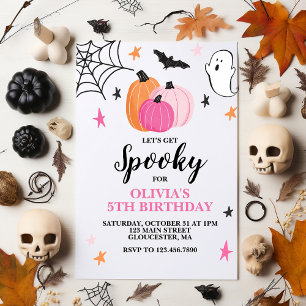 Roze Halloween-spookachtige meisjes verjaardagsuit Kaart
