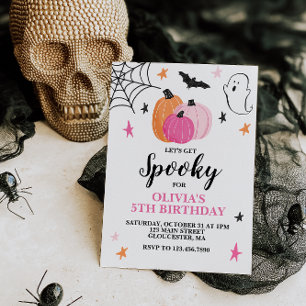 Roze Halloween-spooktacular meisjesverjaardag Kaart