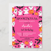 Roze Halloween spooktacular verjaardagsfeestje Kaart (Voorkant)