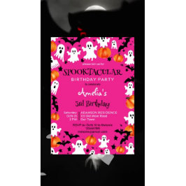 Roze Halloween spooktacular verjaardagsfeestje Kaart
