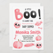 Roze Halloween Spooky Baby shower Kaart (Voorkant / Achterkant)