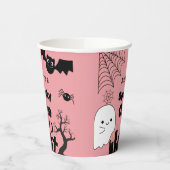 Roze Halloween Spooky Een Eerste Verjaardagsfeest Papieren Bekers (Links)