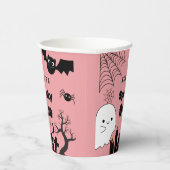 Roze Halloween Spooky Een Eerste Verjaardagsfeest Papieren Bekers (Rechts)