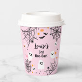 Roze Halloween Spooky Ghost Papieren Bekers (Achterkant)