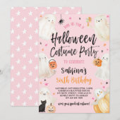 Roze Halloween Spooky Meisje Verjaardag Kostuum Pa Kaart (Voorkant / Achterkant)