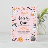 Roze Halloween Spooky One 1st Birthday Kaart (Staand voorkant)