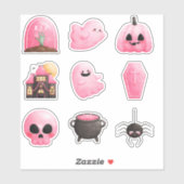 Roze Halloween Sticker (Vel)