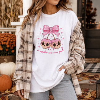 Roze Halloween T-shirt voor borstkankerbesef voor 