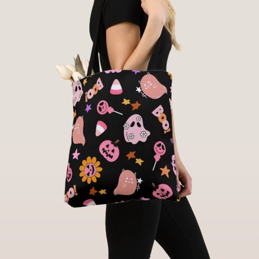 Roze Halloween Tote Bag (Dichtbij)