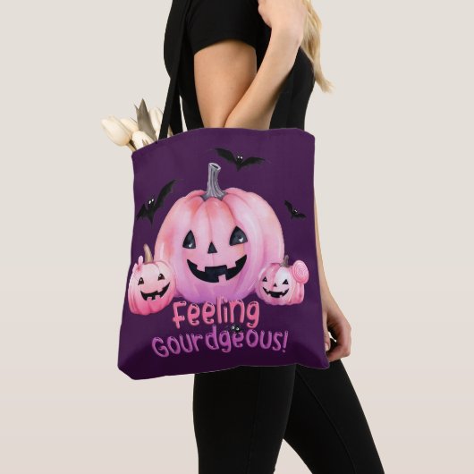 Roze Halloween Tote Bag (Dichtbij)