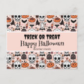 Roze Halloween Trick or treat aangepaste familiena Briefkaart (Voorkant)