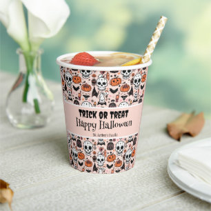 Roze Halloween Trick or treat aangepaste familiena Papieren Bekers