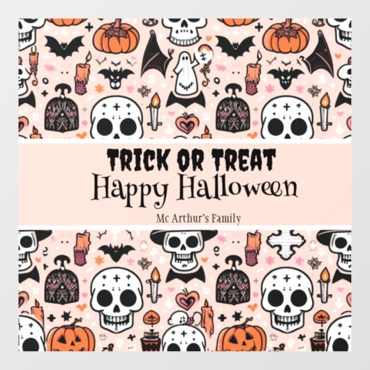 Roze Halloween Trick or treat aangepaste familiena Raamsticker (Vel)