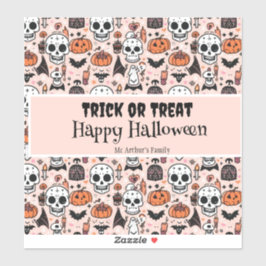 Roze Halloween Trick or treat aangepaste familiena Sticker