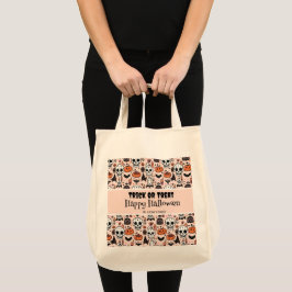 Roze Halloween Trick or treat aangepaste familiena Tote Bag