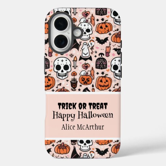 Roze Halloween Trick or treat Custom Name Case-Mate iPhone Case (Achterkant)