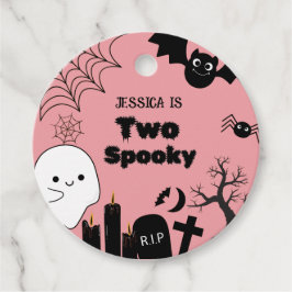 Roze Halloween twee spookachtige tweede verjaardag Bedankjes Labels