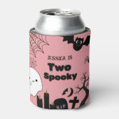 Roze Halloween twee spookachtige tweede verjaardag Blikjeskoeler (Blikje Voorkant)