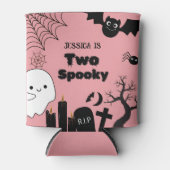 Roze Halloween twee spookachtige tweede verjaardag Blikjeskoeler (Voorkant)