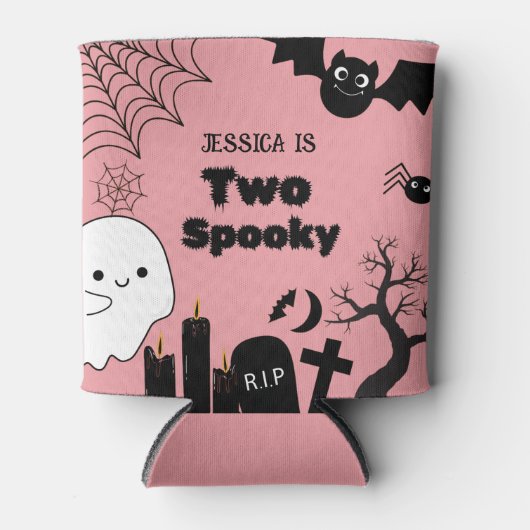 Roze Halloween twee spookachtige tweede verjaardag Blikjeskoeler (Voorkant)