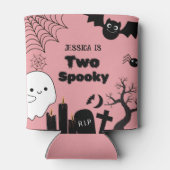 Roze Halloween twee spookachtige tweede verjaardag Blikjeskoeler (Achterkant)