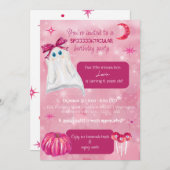 Roze halloween uitnodiging voor een meisje (Voorkant / Achterkant)