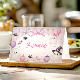 Roze Halloween Verjaardag Eet Tent Plaatshouder Plaatskaartje
