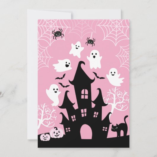 Roze Halloween Verjaardag Kaart (Achterkant)