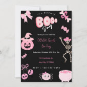 Roze Halloween Verjaardag Meisje Schattige Boo Day Kaart (Voorkant)