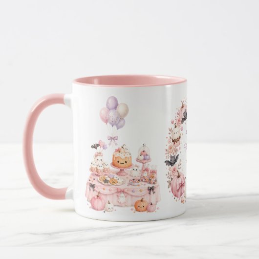 Roze Halloween Verjaardag Twee Tons Mok (Links)
