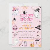 Roze Halloween-verjaardagsfeestje Kaart (Voorkant)