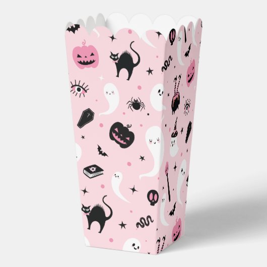 Roze Halloween Verjaardagsfeestje Popcorn Bedankdoosjes (Achterkant)