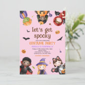 Roze Halloween Verjaardagsfeestkostuum Schattige K Kaart (Staand voorkant)