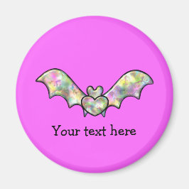 Roze Halloween vleermuis en hart Magneet