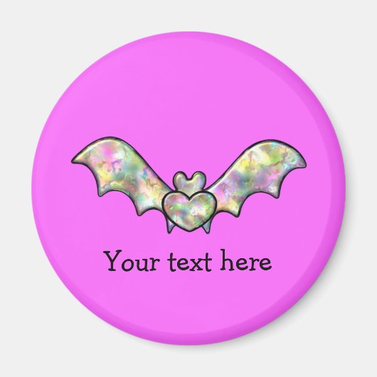 Roze Halloween vleermuis en hart Magneet (Voorkant)