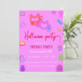 Roze Halloween Volwassen Cocktail Party Uitnodigin Kaart (Staand voorkant)