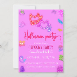 Roze Halloween Volwassen Cocktail Party Uitnodigin Kaart