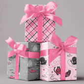 Roze Halloween voor Kids Boo Kat Love Kittens Inpakpapier Vel