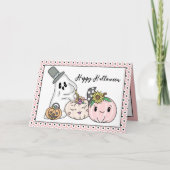 Roze Halloween Whimsical Pumpkins en Boo Kaart (Voorkant)