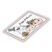 Roze Halloween Whimsical Pumpkins en Boo Magneet (Linkerzijde)