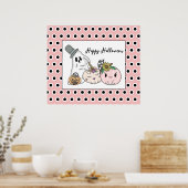 Roze Halloween Whimsical Pumpkins en Boo Poster (Keuken)