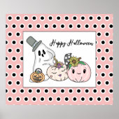 Roze Halloween Whimsical Pumpkins en Boo Poster (Voorkant)