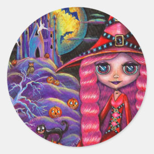 Roze Halloween Witch Sticker