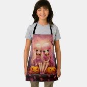 Roze Halloween zus tweeling meisjes in het park Schort (Insitu)