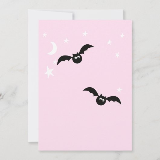 Roze Halloween Zwart Kat Pompoen Bat Zacht Roze Kaart (Achterkant)
