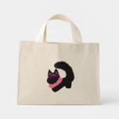 Roze Halloween zwarte kat kostuum Mini Tote Bag (Achterkant)